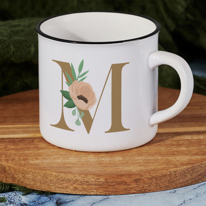 Monogram květiny - Keramický hrnek