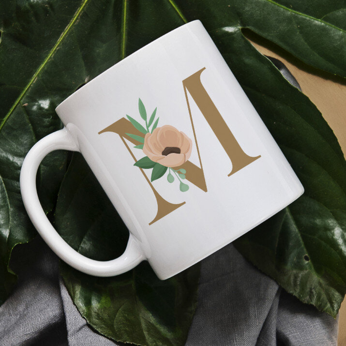 Monogram květiny - Hrnek s potiskem