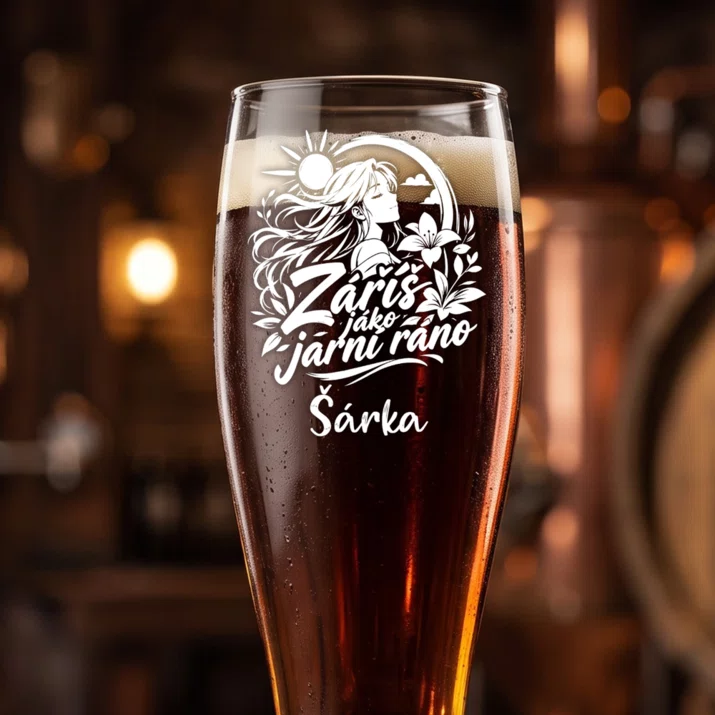 Sklenice Na Pivo S Gravírováním K Velikonocům Dárek Pro Ženu: Záříš Jako Jarní Ráno