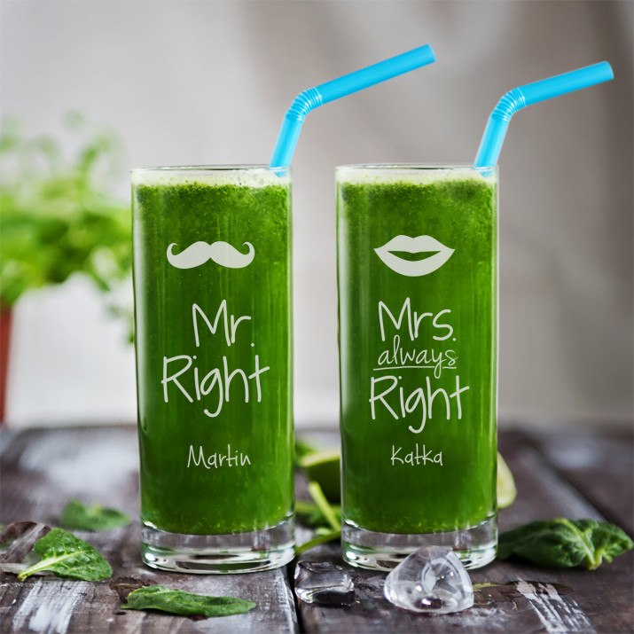 Mr&Mrs Right - Dvě gravírované sklenice