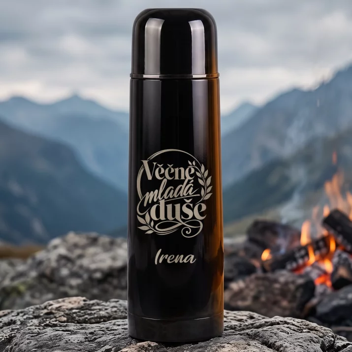 Termoska S Gravírováním K 60 Dárek K 60 Narozeninám Pro Ženu: Věčně Mladá Duše