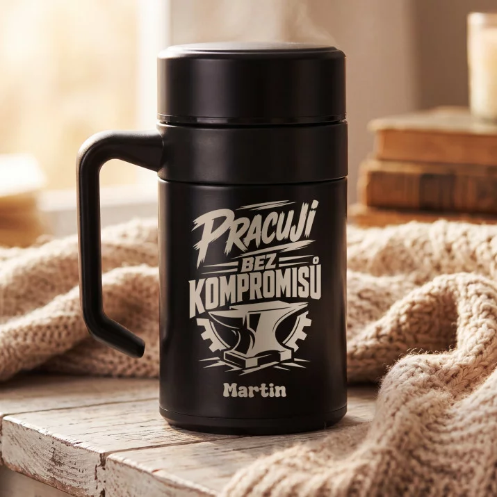 Termohrnek S Uchem 400 Ml Pro Kutila Dárek Pro Muže: Pracuji Bez Kompromisů