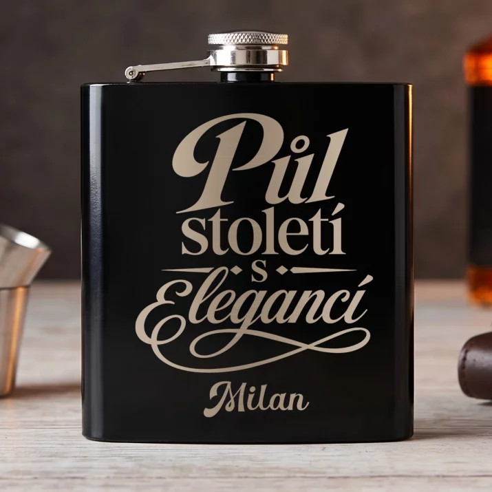 Placatka S Gravírováním Pro 50Letého Muže Dárek K 50 Narozeninám Pro Muže: Půl Století S Elegancí Placatka S Gravírováním Pro 50Letého Muže Dárek K 50 Narozeninám Pro Muže: Půl Století S Elegancí