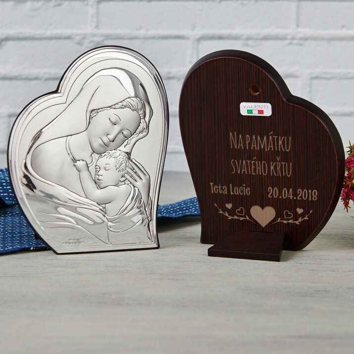 na památku sv. křtu - Panna Maria - Střibrný obrázek s gravírováním