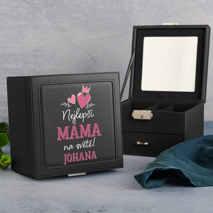 Nejlpeší máma na světě - Černá šperkovnice se zrcátkem Nejlpeší máma na světě - Černá šperkovnice se zrcátkem