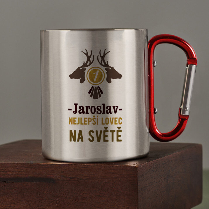 Nejlepší lovec na světě - Ocelový hrnek s karabinou