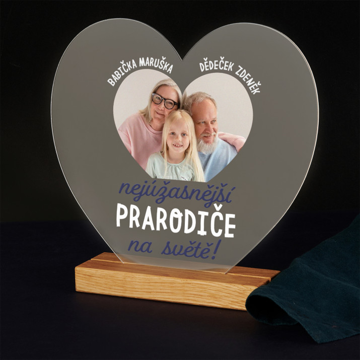 Nejúžasnější prarodiče - Tisk na akrylovém skle srdce