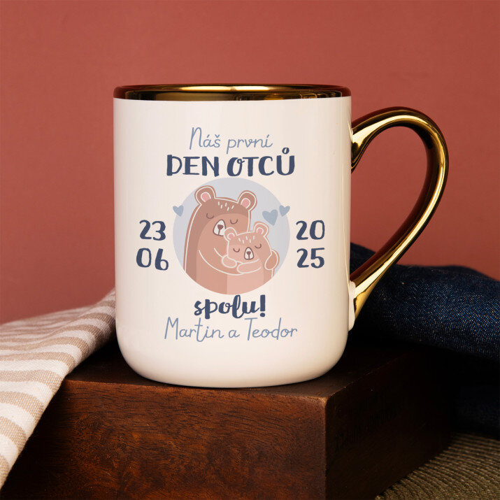 Nás první den otců spolu - Keramický hrnek se zlatým okrajem