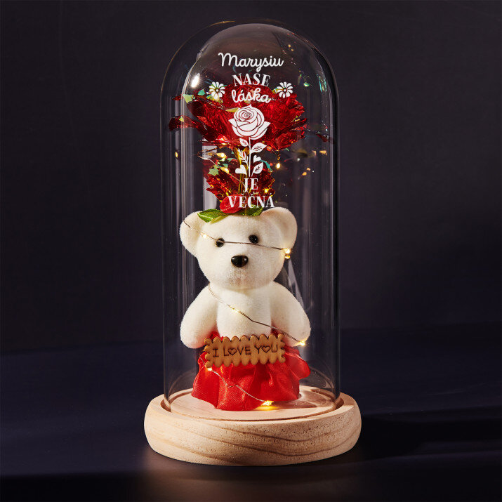 Naše láska je věčná - Věčná růže s plyšákem