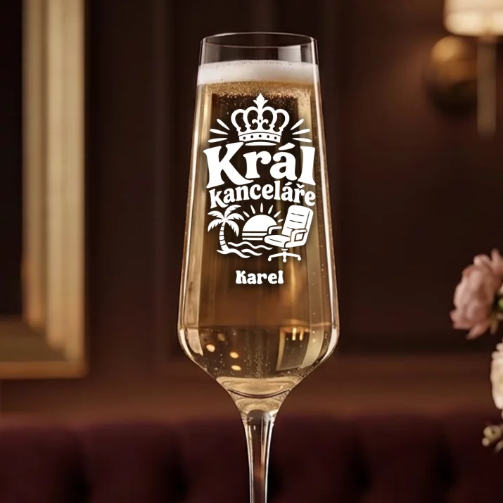 Sklenice Na Šampaňské Pro Šéfa Dárek Pro Muže: Král Kanceláře