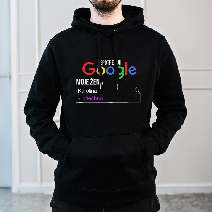 Nepotřebuji google - Černá pánská mikina