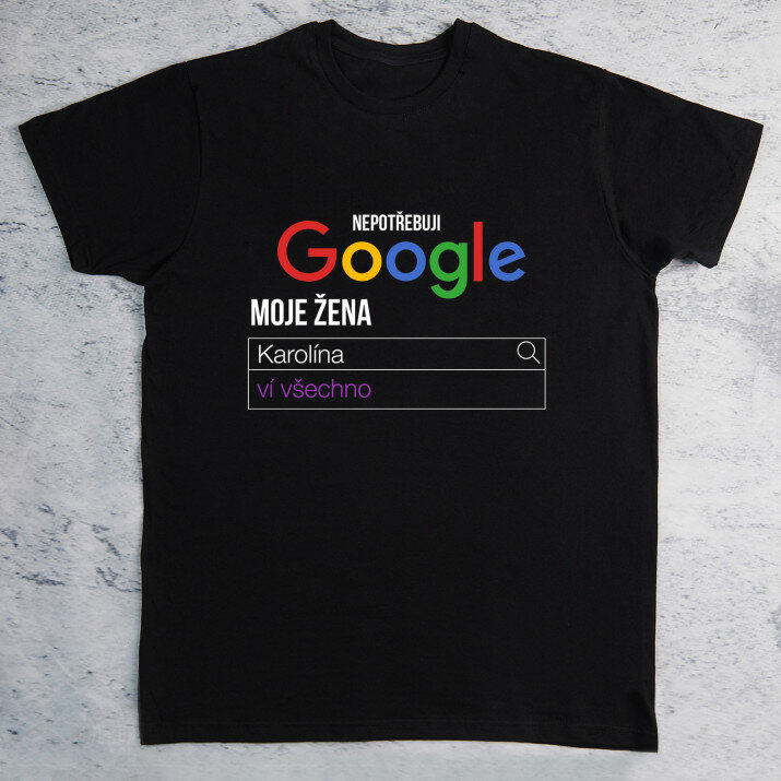 Nepotřebuji google - černé pánské tričko