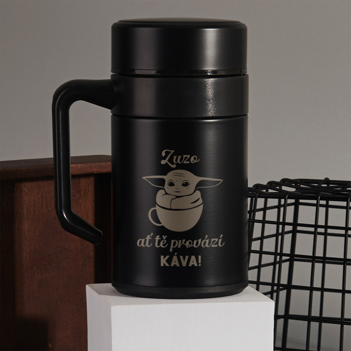 Ať tě provází káva - Termohrnek s uchem