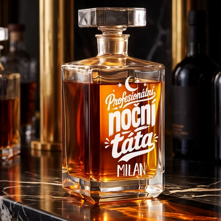 Personalizovaná Karafa Na Whisky Pro Mladého Tatínka Dárek Ke Dni Otců Pro Muže: Profesionální Noční Táta Personalizovaná Karafa Na Whisky Pro Mladého Tatínka Dárek Ke Dni Otců Pro Muže: Profesionální Noční Táta