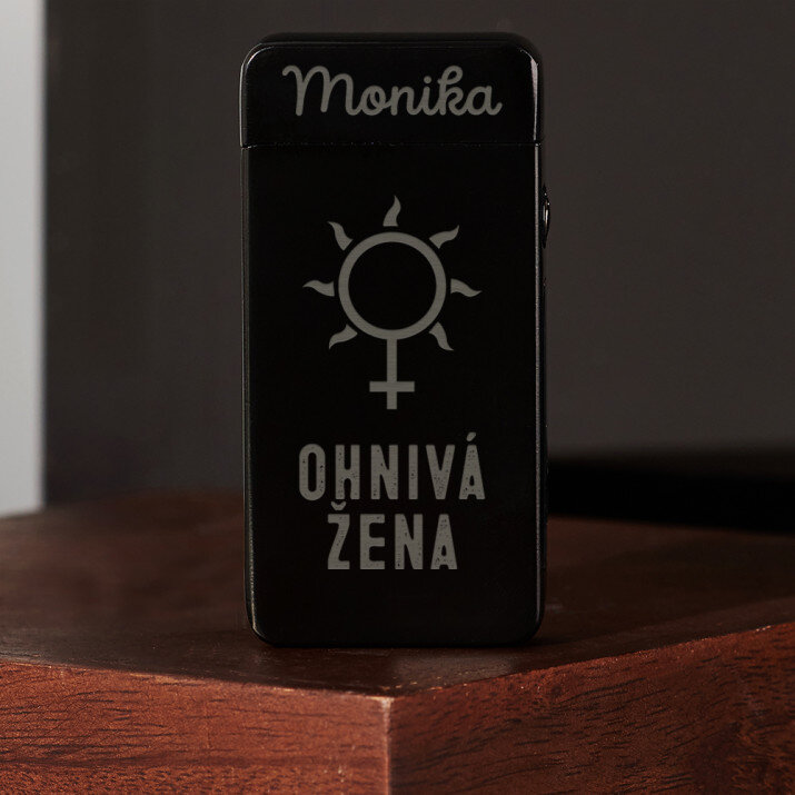 Ohnivá žena - Černý plazmový zapalovač USB