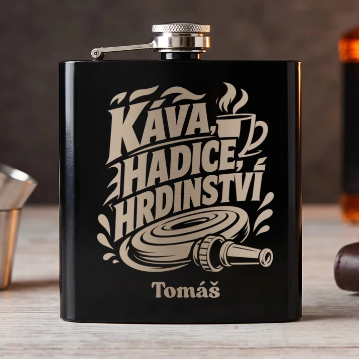 Placatka S Gravírováním Pro Hasiče Dárek Pro Muže: Káva, Hadice, Hrdinství