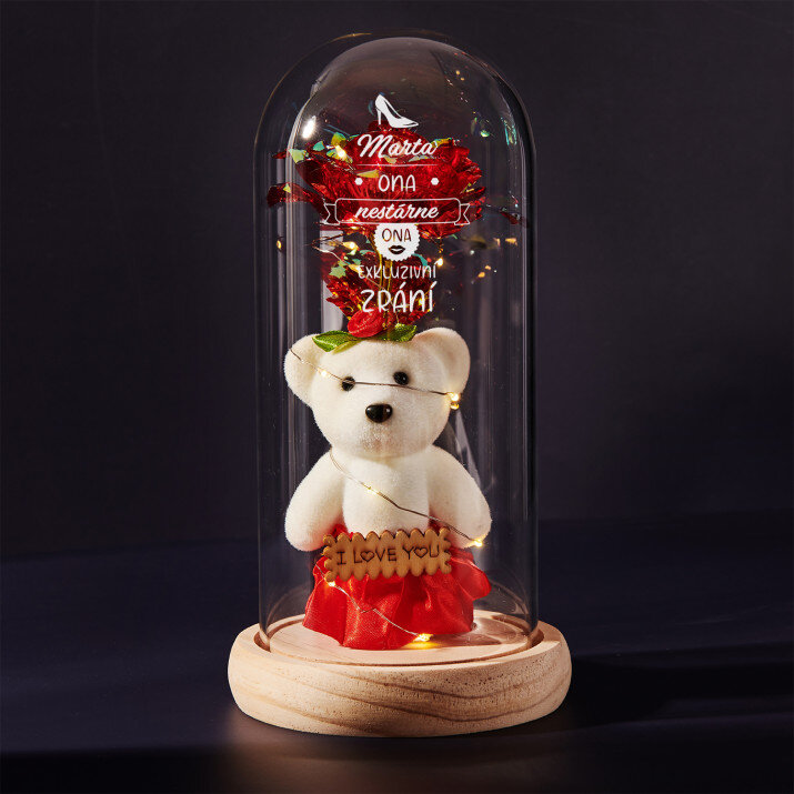 Ona nestárne - Věčná růže s plyšákem