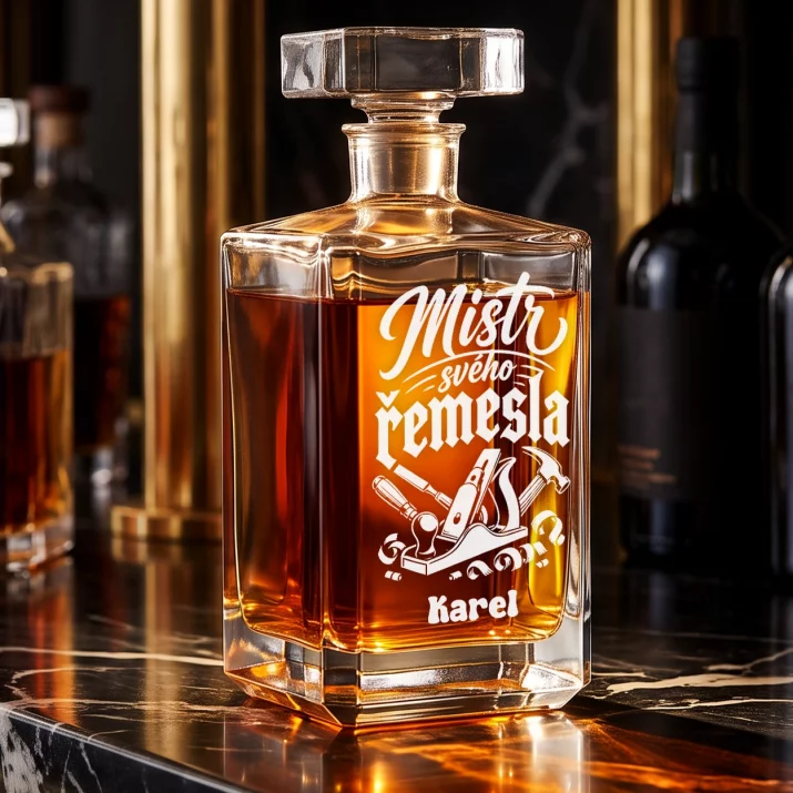 Personalizovaná Karafa Na Whisky Pro Nastávajícího Tatínka Dárek Ke Dni Otců Pro Muže: Mistr Svého Řemesla Personalizovaná Karafa Na Whisky Pro Nastávajícího Tatínka Dárek Ke Dni Otců Pro Muže: Mistr Svého Řemesla