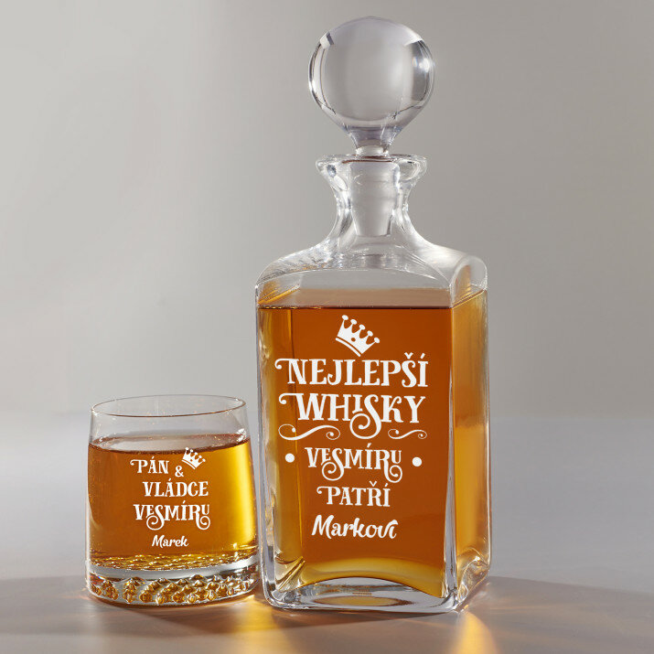 Pán a Vládce - Skleněná karafa na whisky + sklenice