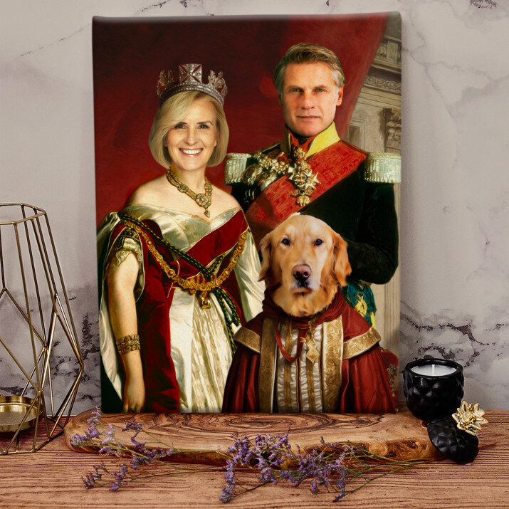 Královský pár s domácími mazlíčky - Královský portrét Královský pár s domácími mazlíčky - Královský portrét
