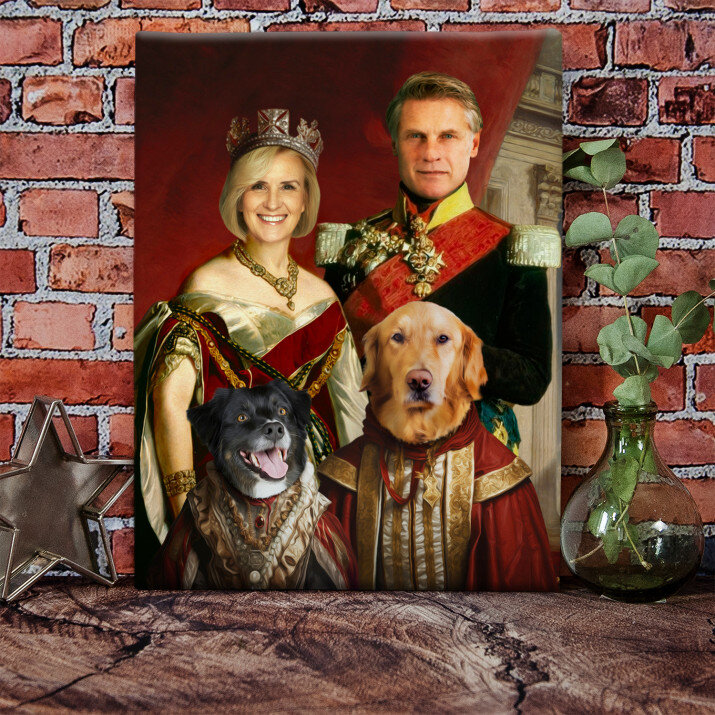 Královský pár s domácími mazlíčky - Královský portrét