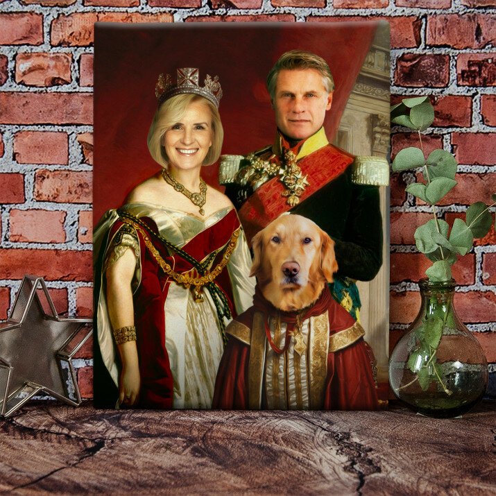  Královský pár s mazlíčkem - Královský portrét
