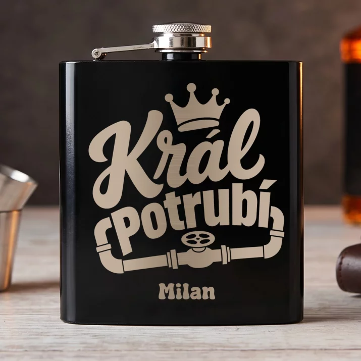 Placatka S Gravírováním Pro Instalatéra Dárek Pro Muže: Král Potrubí Placatka S Gravírováním Pro Instalatéra Dárek Pro Muže: Král Potrubí