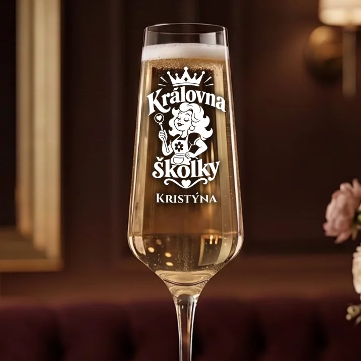 Sklenice Na Šampaňské Pro Paní Učitelky Ze Školky Dárek Pro Ženu: Královna Školky Sklenice Na Šampaňské Pro Paní Učitelky Ze Školky Dárek Pro Ženu: Královna Školky