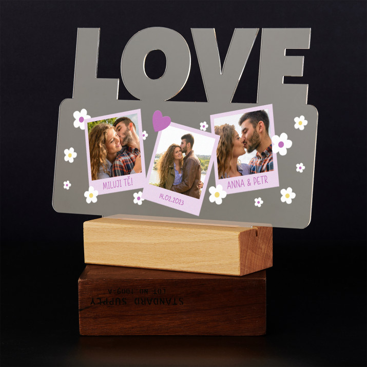 Polaroids kytky - Tisk na akrylovém skle LOVE