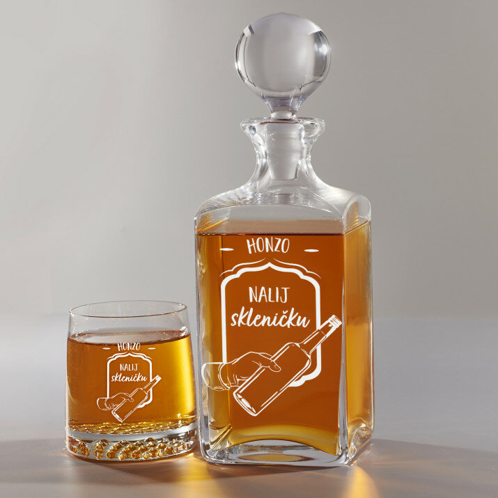 Nalij skleničku - Skleněná karafa na whisky + sklenice