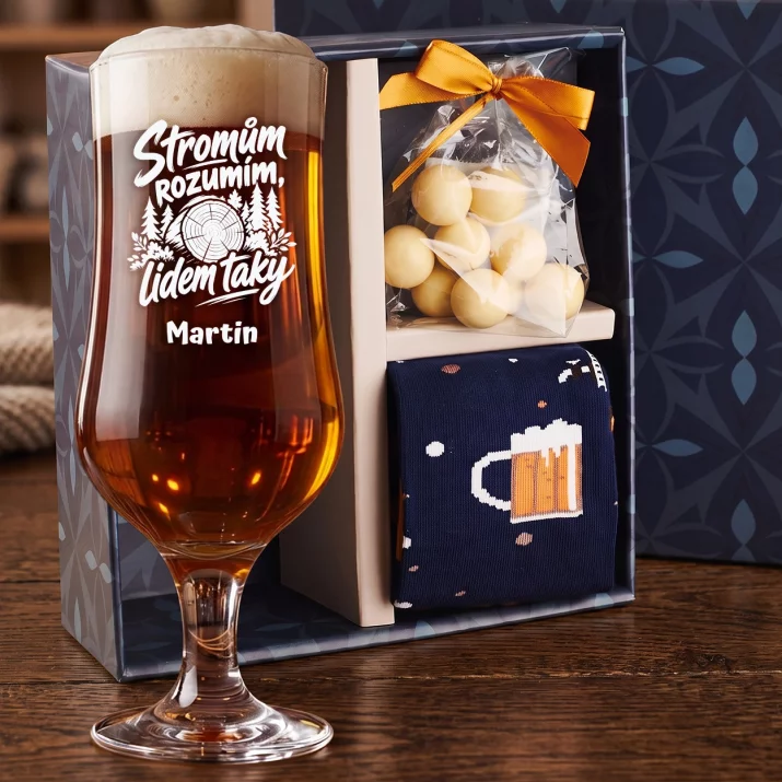 Dárkový Box S Pivní Sklenicí S Gravírováním Pro Lesníka Pro Muže: Stromům Rozumím, Lidem Dárkový Box S Pivní Sklenicí S Gravírováním Pro Lesníka Pro Muže: Stromům Rozumím, Lidem