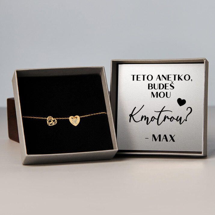 Žádost o roli kmotry - Pozlacený náramek se dvěma srdíčky