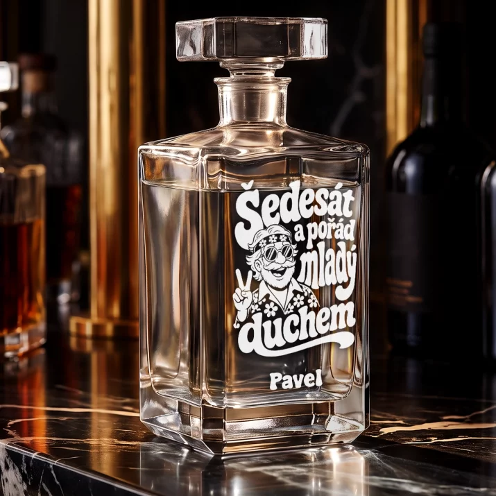 Karafa Na Vodku S Gravírováním K 60 Narozeninám Dárek Pro 60Letého Muže : Šedesát A Pořád Mladý