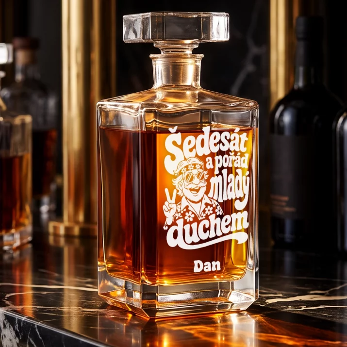 Personalizovaná Karafa Na Whisky K 60 Narozeninám Dárek Pro 60Letého Muže : Šedesát A Pořád Mladý Personalizovaná Karafa Na Whisky K 60 Narozeninám Dárek Pro 60Letého Muže : Šedesát A Pořád Mladý