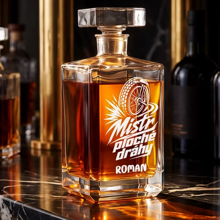 Personalizovaná Karafa Na Whisky Pro Fanouška Ploché Dráhy Dárek Pro Muže: Mistr Ploché Dráhy Personalizovaná Karafa Na Whisky Pro Fanouška Ploché Dráhy Dárek Pro Muže: Mistr Ploché Dráhy
