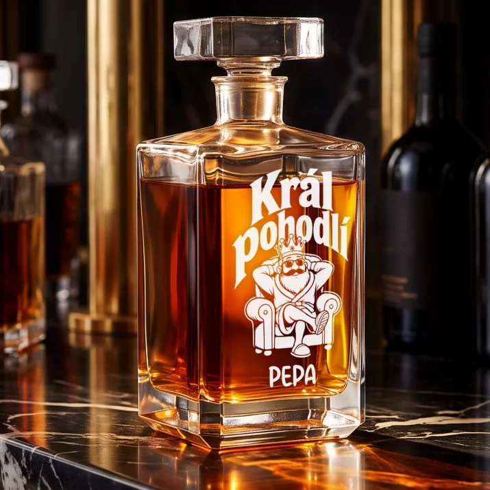 Personalizovaná Karafa Na Whisky Pro Chlapa Dárek Pro Muže: Král Pohodlí
