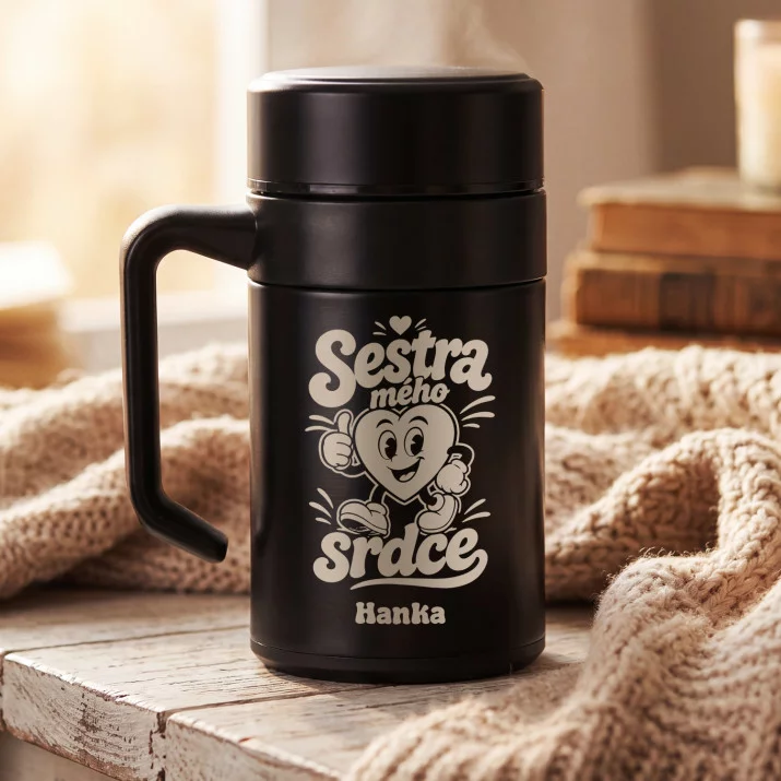 Termohrnek S Uchem 400 Ml Pro Sestru Dárek Pro Ženu: Sestra Mého Srdce