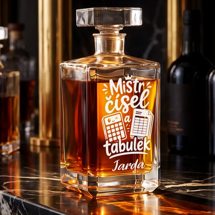Personalizovaná Karafa Na Whisky Pro Účetního Dárek Pro Muže: Mistr Čísel A Tabulek Personalizovaná Karafa Na Whisky Pro Účetního Dárek Pro Muže: Mistr Čísel A Tabulek