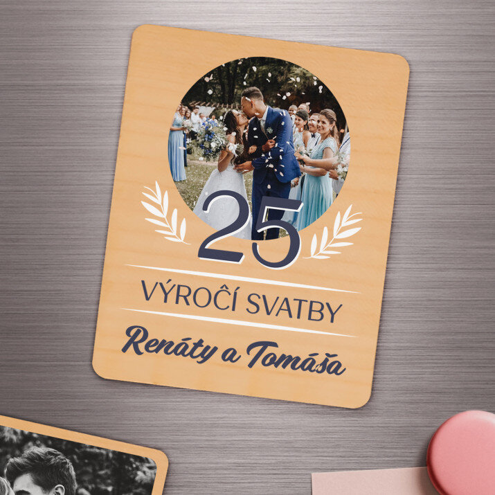 Výročí svatby - Dřevěný magnet
