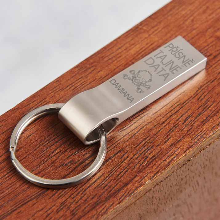 Přísně tajné data - USB flash disk stříbrný přívěšek