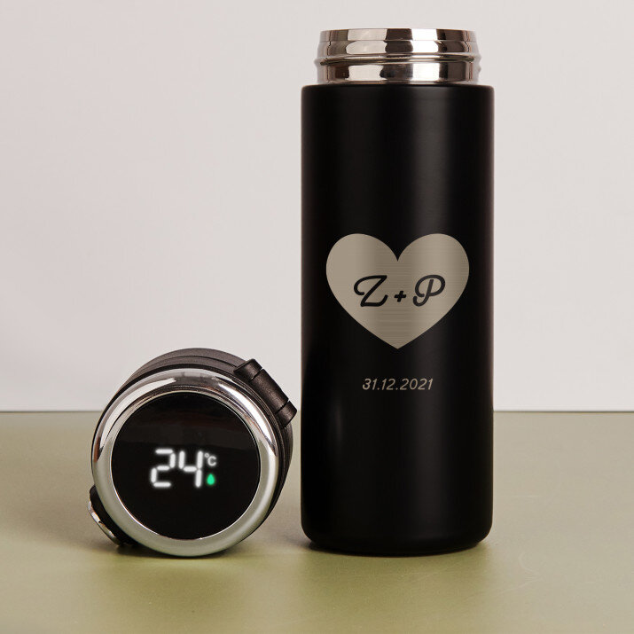 srdce + datum - LED termohrnek srdce + datum - LED termohrnek