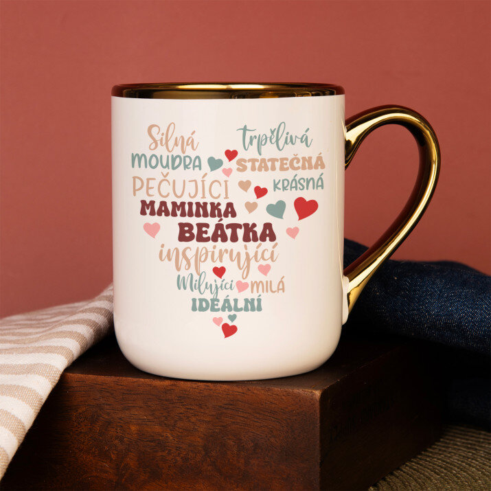 Srdce pro maminku - Keramický hrnek se zlatým okrajem