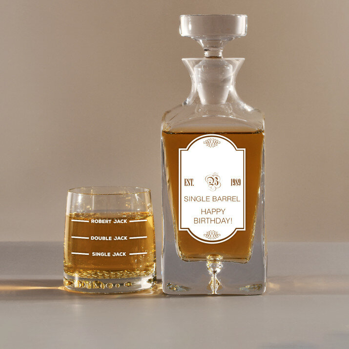 Single Barrel - Skleněná karafa na whisky + sklenice