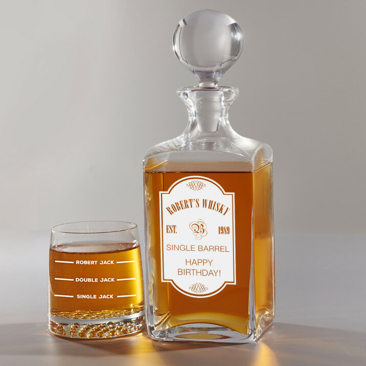 Single Barrel - Skleněná karafa na whisky + sklenice