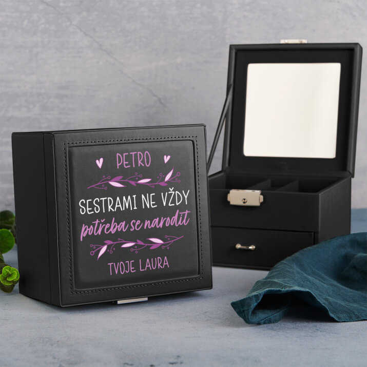 Sestrami ne vždy potřeba se narodit - Černá šperkovnice se zrcátkem