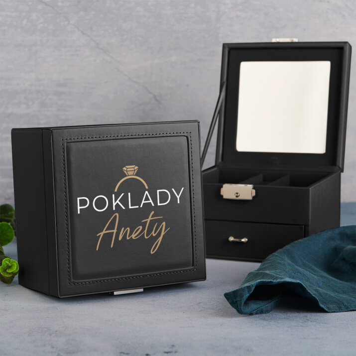 Poklady - Černá šperkovnice se zrcátkem