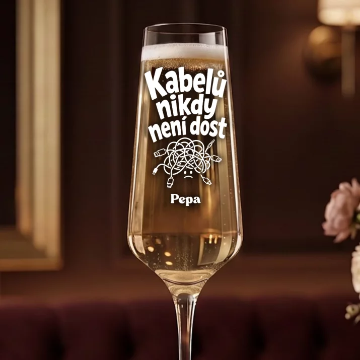 Sklenice Na Šampaňské Pro Milovníka Gadgetů Dárek Pro Muže: Kabelů Nikdy Není Dost Sklenice Na Šampaňské Pro Milovníka Gadgetů Dárek Pro Muže: Kabelů Nikdy Není Dost