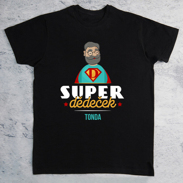 Super dědeček - černé pánské tričko