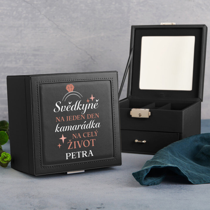 Svědkyně na jeden den - Černá šperkovnice se zrcátkem Svědkyně na jeden den - Černá šperkovnice se zrcátkem