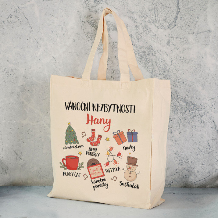 Vánoční nezbytnosti - Bavlněná taška s potiskem